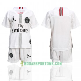 Koszulka Paris Saint-Germain Jodan Biały Dziecięcy Trzeci Stroje Piłkarskie 2018/19 Krótki Rękaw